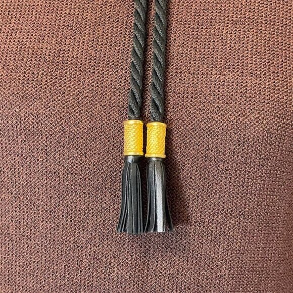 Steve Fabrikant Vintage 80's Wool Knit Dress Espresso & Black Gold Accents Small - Picture 6 of 12